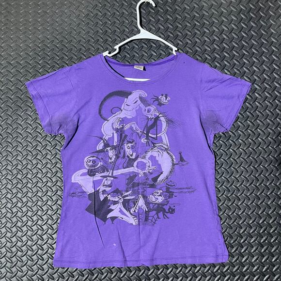 Disney Nightmare Before Christmas Purple Graphic Casual Cotton T-Shirt Womans S‎ - Picture 1 of 7